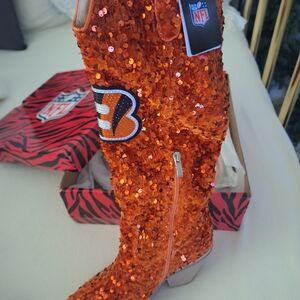 Orange Sequin Tall Boots